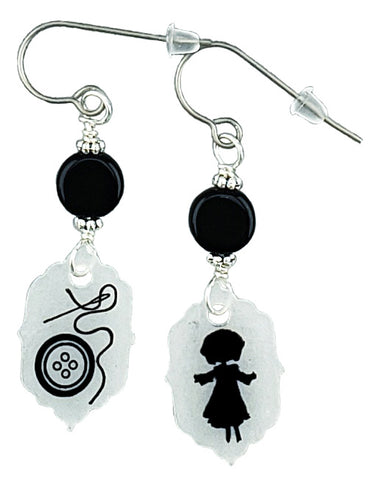 Coraline Inspired Earrings Button and Doll