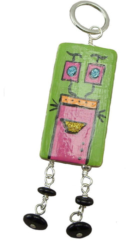 Pink and Green Robot Pendant