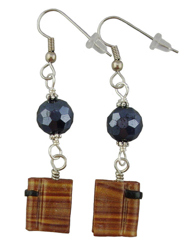 Brown Book Earrings