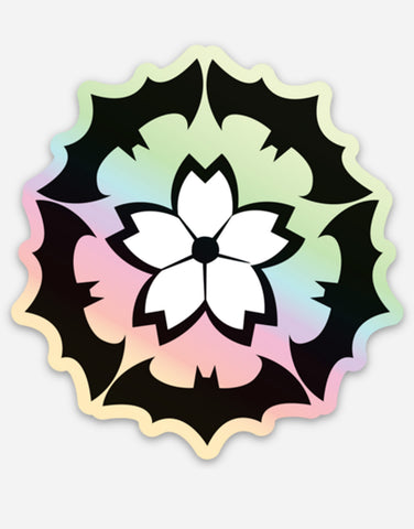 Flower Bat Holographic Vinyl Sticker