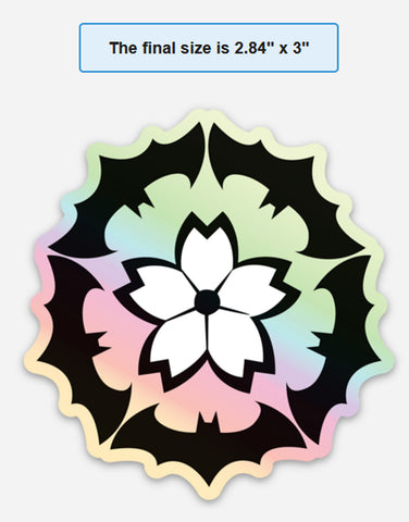 Flower Bat Holographic Vinyl Sticker