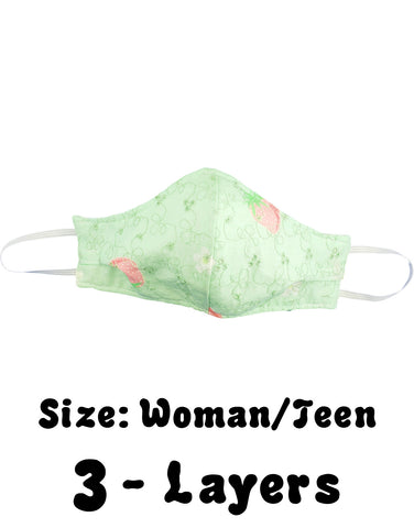Light Green Strawberry 3-Layer Mask, Size: Woman/Teen