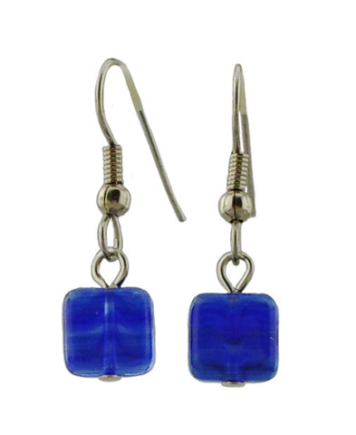 Small Blue Square Earrings