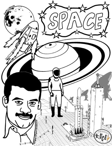 Space Coloring-Book Page