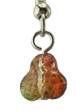 Green/Red Leaf Earrings, Small