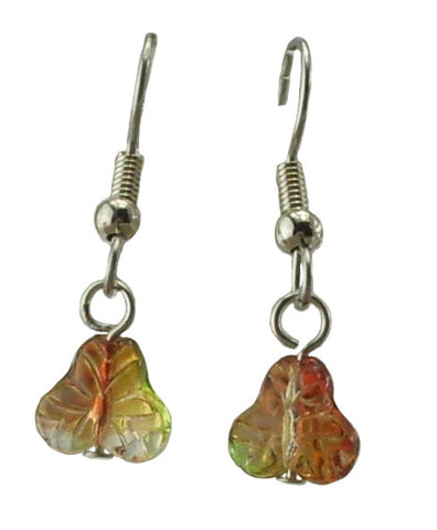 Green/Red Leaf Earrings, Small