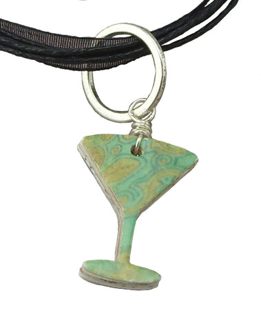 Green Martini Glass Recycled Mail Pendant