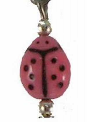 Pink Ladybug; earrings, small