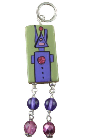 Purple and Green Robot Pendant